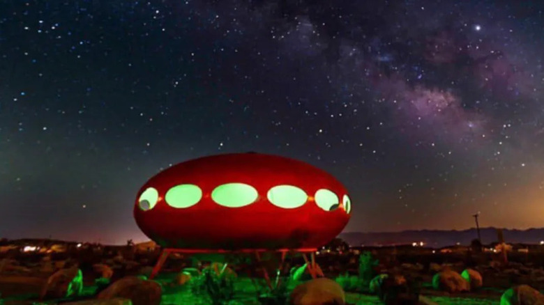 UFO Airbnb at night