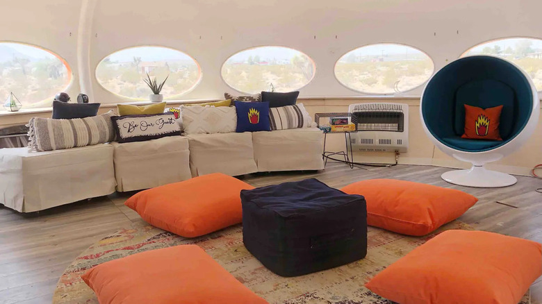 Interior of UFO Airbnb