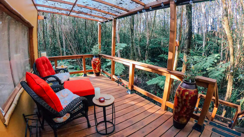 Porch in treehouse Airbnb