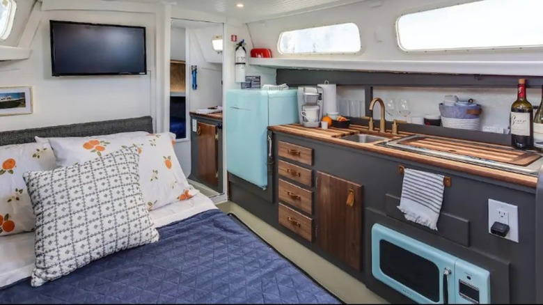 kitchen inside sailboat