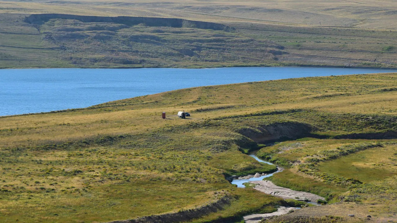 Aerial shot of large ranch