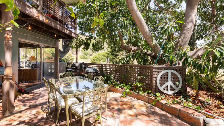 back patio with trees