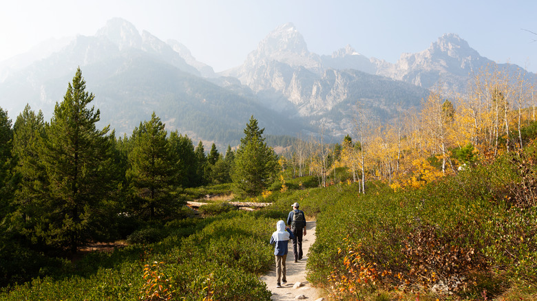 hiking towards the tetons