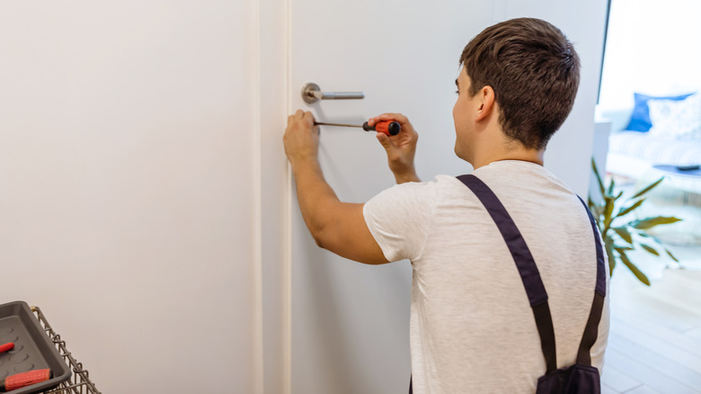 Man changing locks