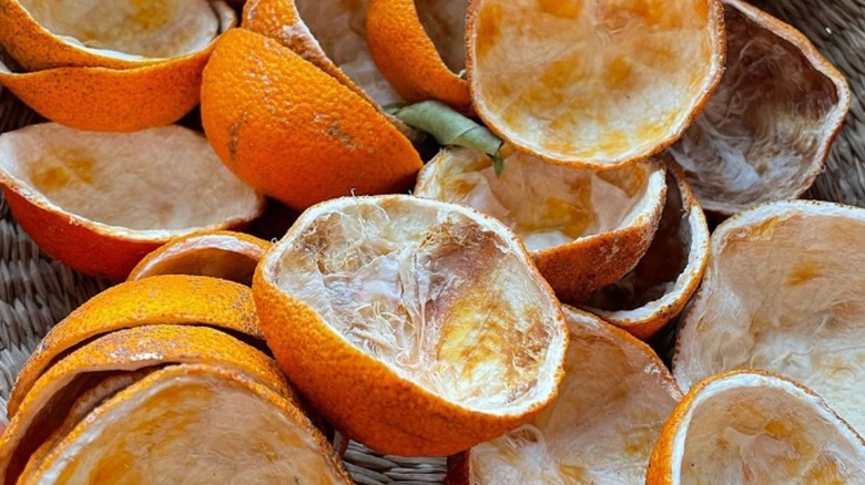 Basket of dried orange peels