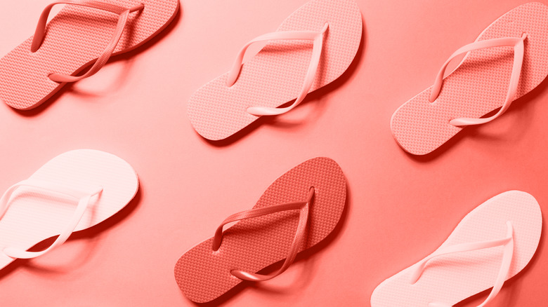 pink flip-flops on pink background