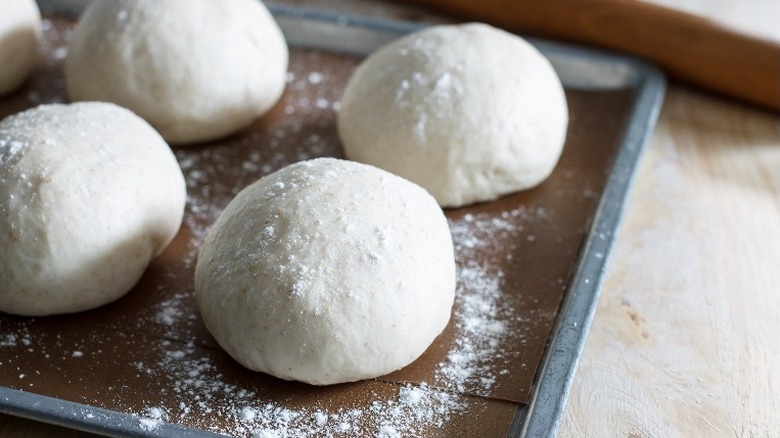 Bread rising on a tray