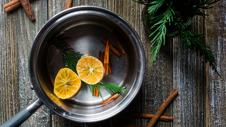 Simmer pot with cinnamon