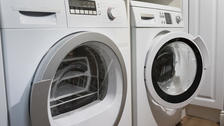 Front-loading white washer and dryer