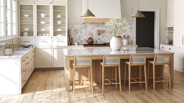 Vinyl plank flooring installed in a high-end kitchen