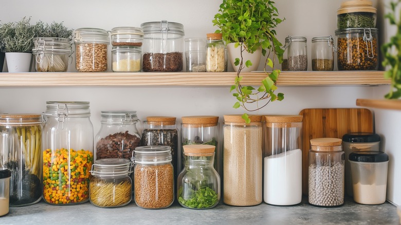 Pantry with sealed containers