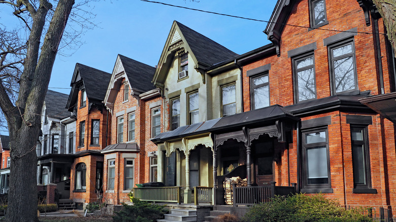 A row of Victorian brick houses