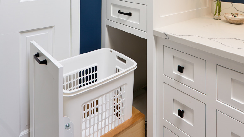 laundry room drawer with basket