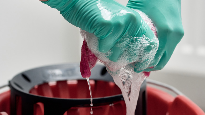 Bucket of soapy water