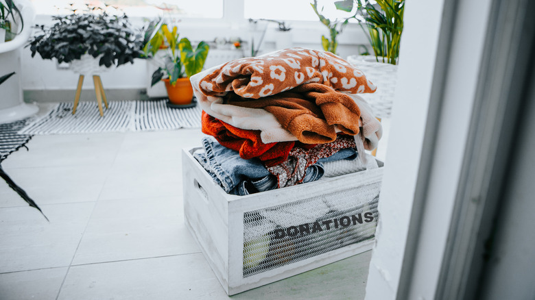 Donation box with clothes